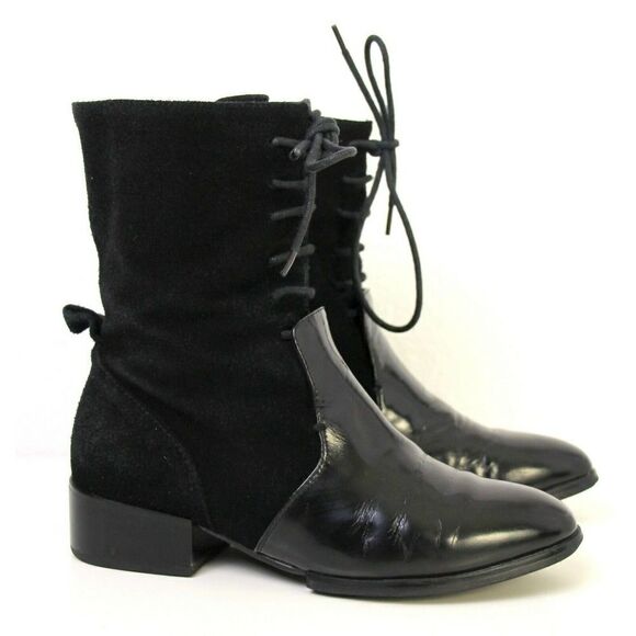 ALEXANDER WANG LACE UP BLACK GENUINE SUEDE LEATHER LOW HEEL ANKLE BOOTS SHOES 36 - Picture 4 of 12